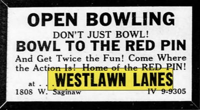 Westlawn Lanes - Jan 4 1970 Ad